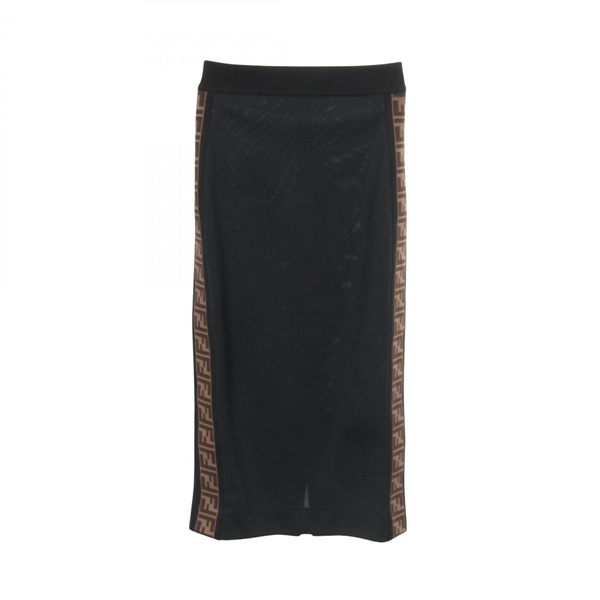 FENDI FF pattern long skirt #38 polyester Black Brown Used Women