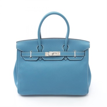 HERMES Birkin 30 Handbag H Togo leather Blue jean Used Women SHW
