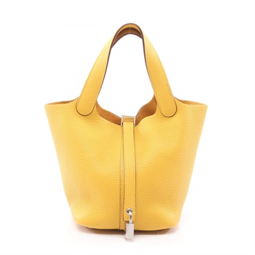 HERMES Picotin Lock PM tote Handbag M Taurillon Clemence leather Soleil Used SHW