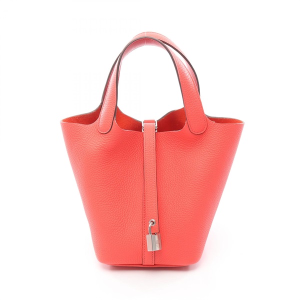 HERMES Picotin Rock PM Eclat Handbag U Taurillon Clemence Swift Rose Texas SHW
