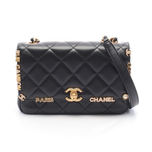 CHANEL Matelasse Mini Flap Chain Shoulder Crossbody Bag AS3731 leather Black GHW