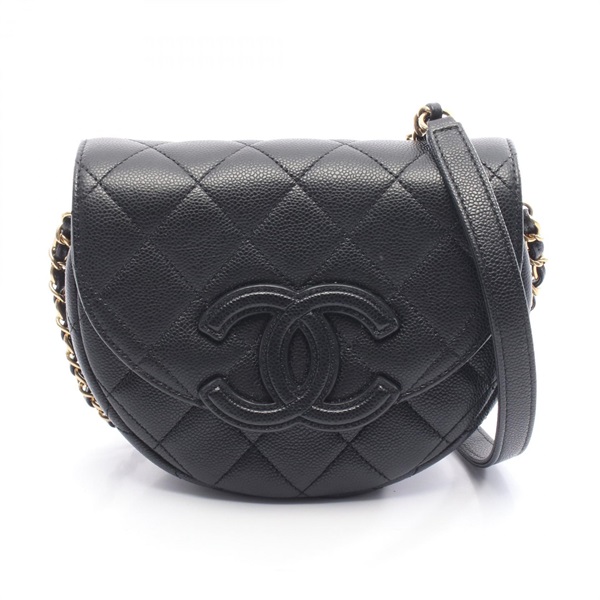 CHANEL Matelasse Mini Messenger Shoulder Crossbody Bag AS3867 leather Black GHW