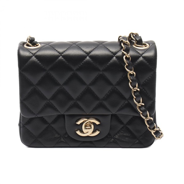 CHANEL Mini Matelasse Chain Shoulder Crossbody Bag A35200 leather Black GHW Used