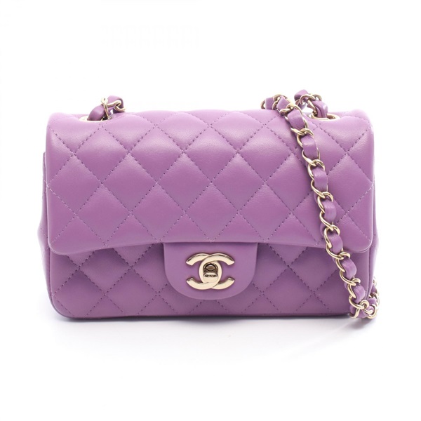 CHANEL Mini Matelasse 20 Chain Shoulder Crossbody Bag A69900 leather Purple GHW