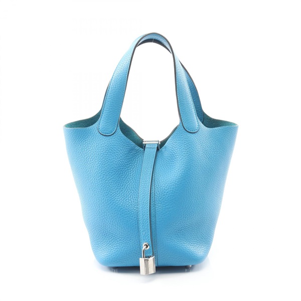 HERMES Picotin Lock PM Tote Handbag Clemence leather Blue zanzibar SHW A Used