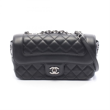 CHANEL Matelasse Chain Shoulder Handbag lamb leather Black SHW Used Women CC
