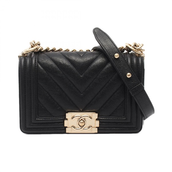 CHANEL Boy Chanel Small Chain Shoulder Handbag A67085 leather Black GHW Used CC