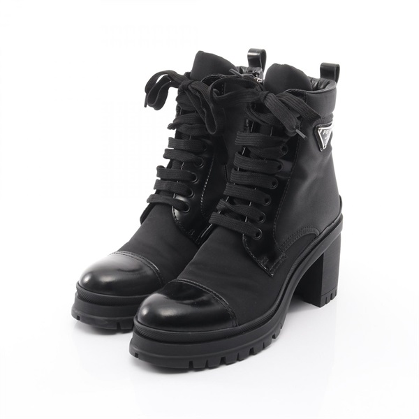 PRADA Re-Nylon Triangle Logo boots Nylon leather Black #36 Used Women