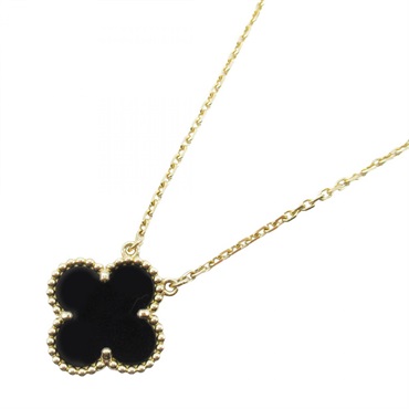 Van Cleef & Arpels Vintage Alhambra Necklace Onyx Necklace K18 (Yellow Gold) Onyx Gold Black Used