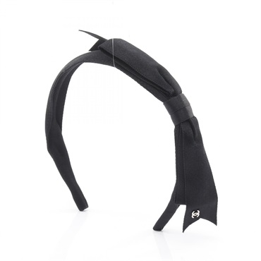 CHANEL COCO Mark Ribbon Headband Hair accessory Fabric Black Used Women CC