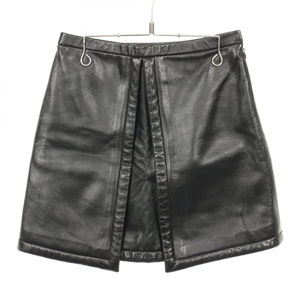 LOUIS VUITTON Mini skirt leather Black #34 Used Women