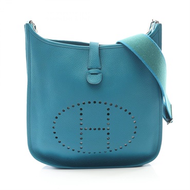 HERMES Evelyne 3 GM Shoulder crossbody Bag Q Taurillon Clemence Blue paon SHW
