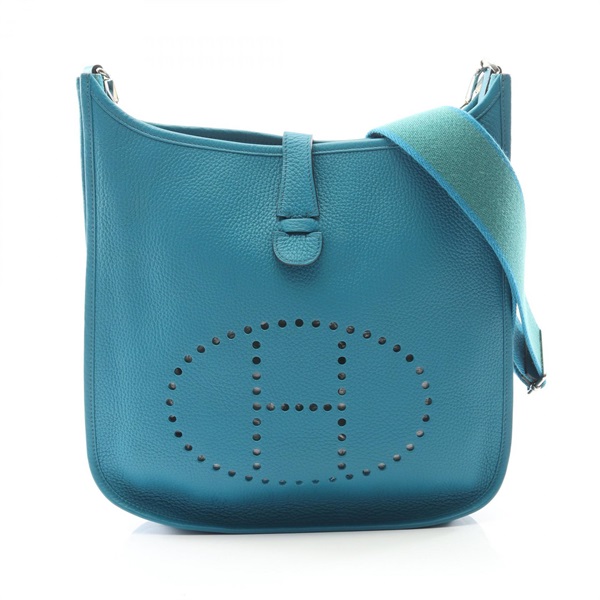 HERMES Evelyne 3 GM Shoulder crossbody Bag Q Taurillon Clemence Blue paon SHW