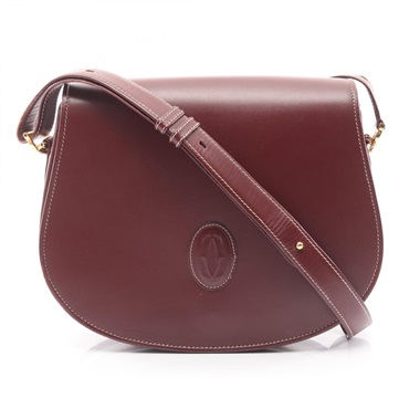 CARTIER Must Line Shoulder Crossbody Bag leather Bordeaux Used Women