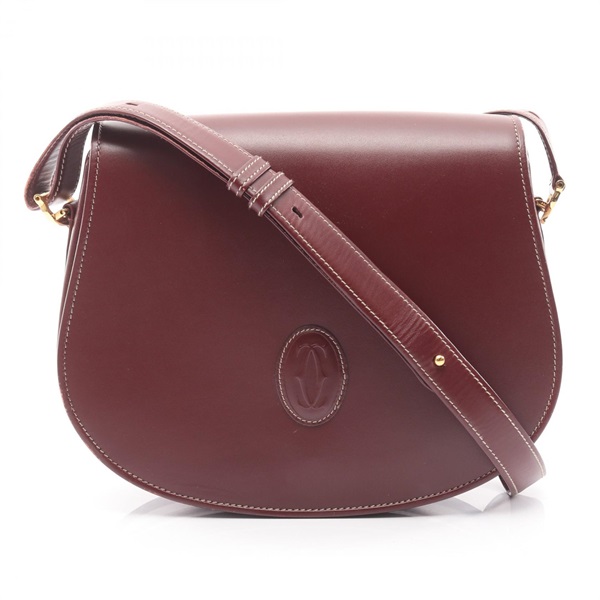CARTIER Must Line Shoulder Crossbody Bag leather Bordeaux Used Women