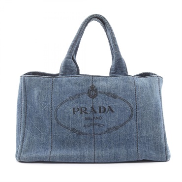 PRADA DENIM CANAPA Tote Handbag B1872B denim Blue logo Used Women