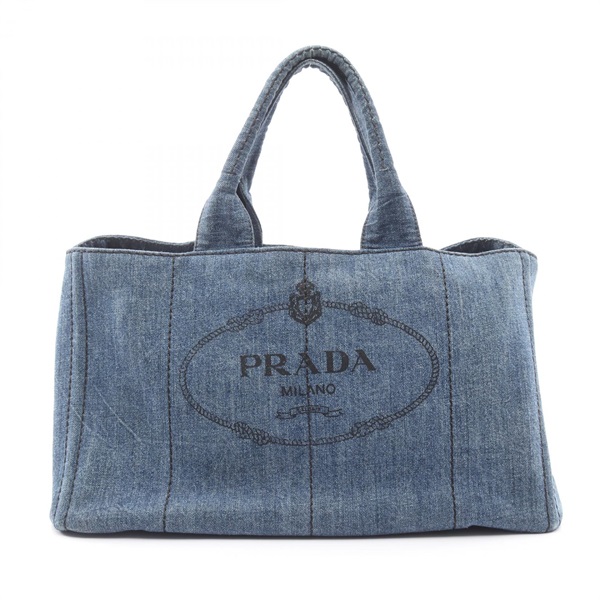 PRADA DENIM CANAPA Tote Handbag B1872B denim Blue logo Used Women