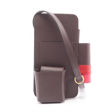 HERMES Way Shoulder crossbody Bag U lip case Epsom Rouge sellier Used GHW