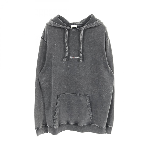 SAINT LAURENT PARIS Washed Logo Hoodie #L cotton Gray Used mens