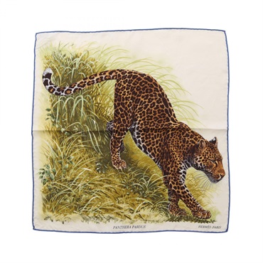 HERMES Petit Carre 40 PANTHERA PARDUS Scarf wrap silk Beige Multicolor Used