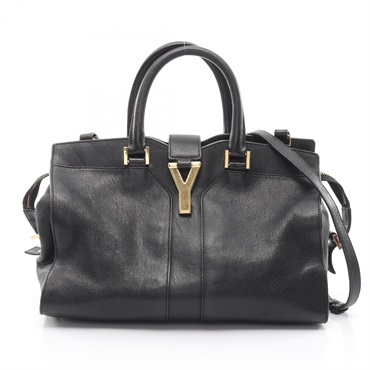 SAINT LAURENT PARIS Y line Cabas Shoulder Handbag 400666 leather Black Used