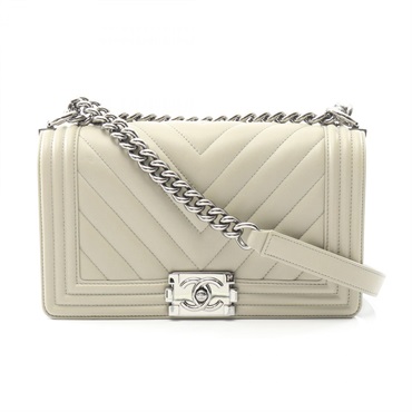 CHANEL Boy Chanel Chevron V Stitch Chain Shoulder Handbag A67086 leather Used CC