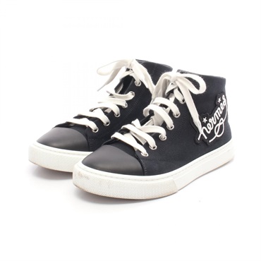 HERMES Illico Sneakers shoes high-top canvas leather Black Used Women #37