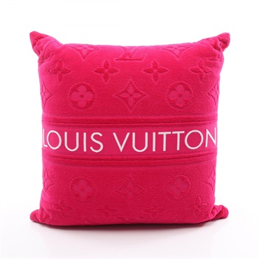 LOUIS VUITTON Coussin Cushion LV Vacation M77525 Monogram cotton Fuschia Used LV