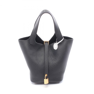 HERMES Picotin Lock PM tote Handbag K Taurillon Clemence Black Used GHW