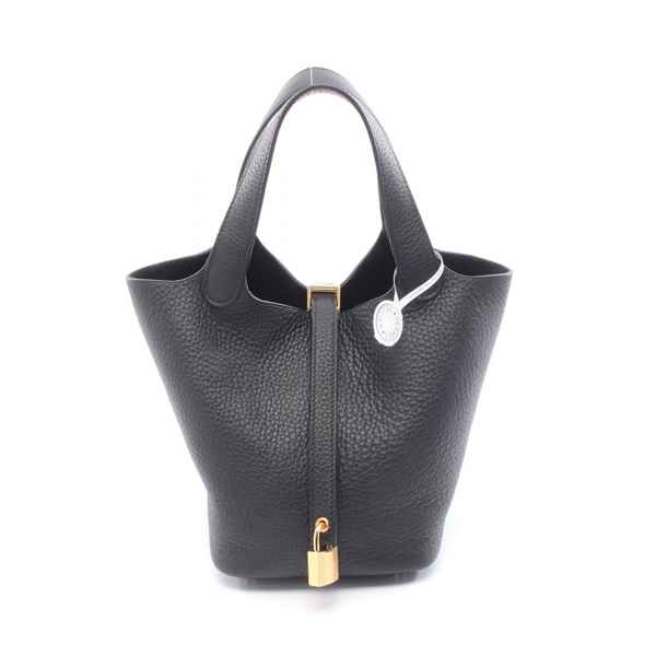 HERMES Picotin Lock PM tote Handbag K Taurillon Clemence Black Used GHW