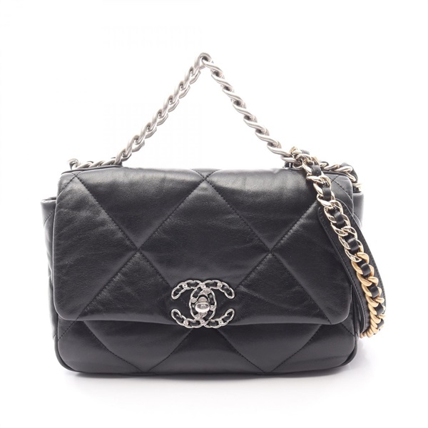 CHANEL 19 dix-neuf  Matelasse Chain Shoulder Bag AS1160 leather Black Used Women