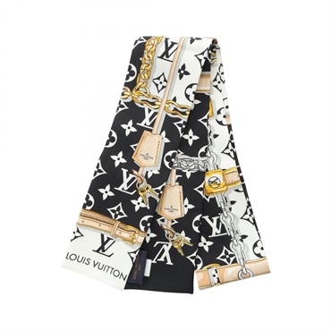 LOUIS VUITTON Bandeau Monogram Confidential Scarf wrap M78656 silk Black White
