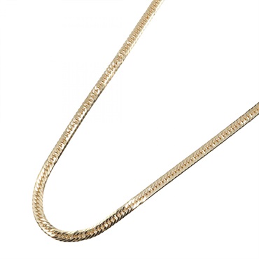 JEWELRY Triple 12 Side Flat Link Curb Chain Necklace 18KYG Yellow Gold Used 50㎝