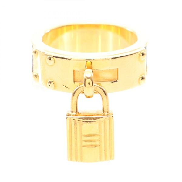 HERMES Kelly Scarf ring holder leather Gold Plated Black Used Women