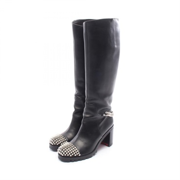 Christian Louboutin Knee-high boots leather Black Used Women #37.5