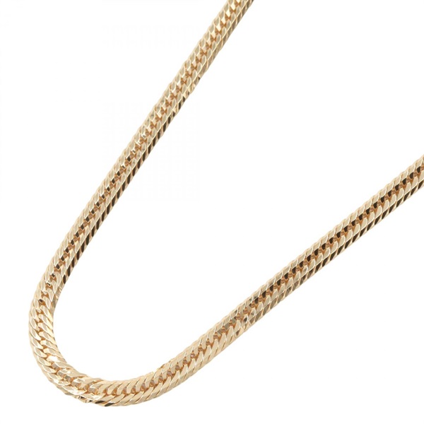 JEWELRY Triple 12 Side Flat Link Curb Chain Necklace 18KYG Used Unisex 55.5㎝