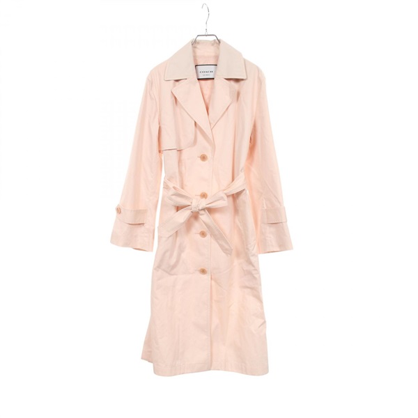 COACH Light Trench Side Slits coat #XS C8797 Lyocell Cotton Pink Used Women