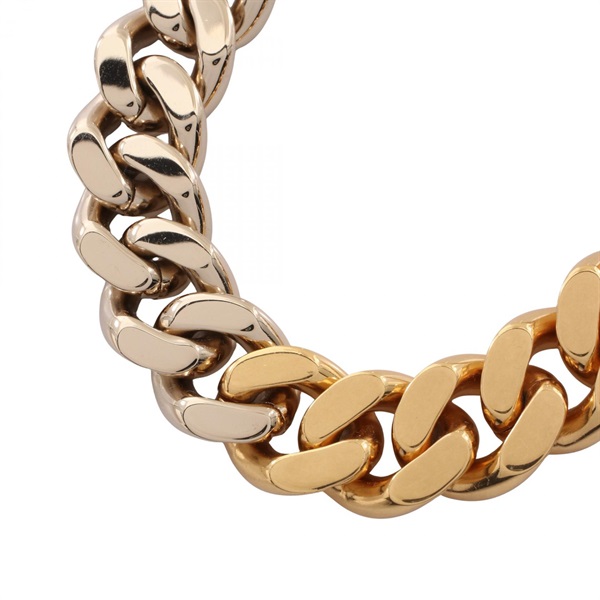 SAINT LAURENT PARIS Cuban Chain Necklace Gold Plated Used 45cm YSL