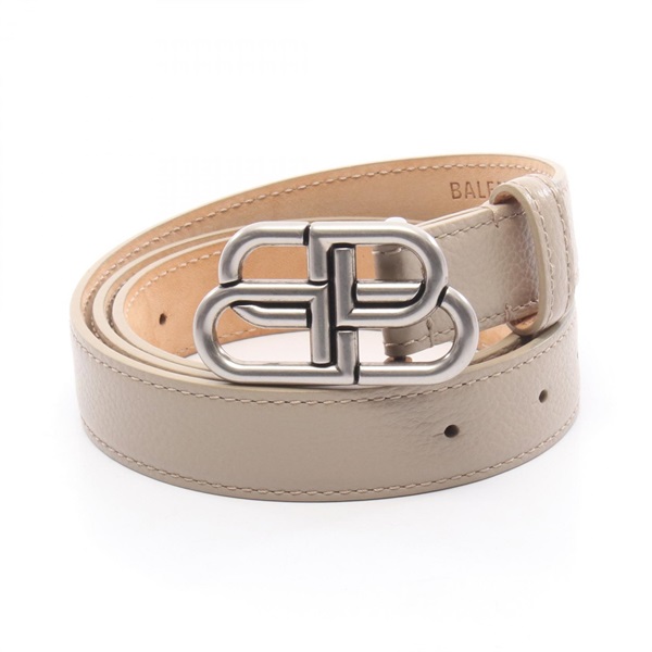 BALENCIAGA BB logo belt leather Beige Used Women 80cm