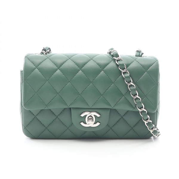 CHANEL Mini Matelasse 20 chain Shoulder Bag A69900 Lamb sheep leather Green Used