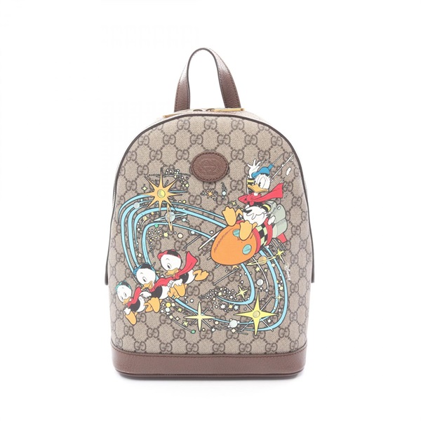 GUCCI × Disney Donald Duck GG Supreme Backpack 552884 canvasBeige Brown Used