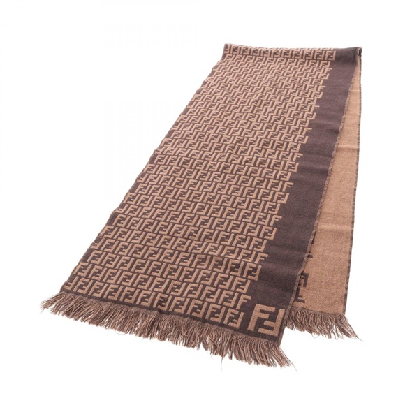 FENDI FF pattern Scarf wool Brown Used unisex