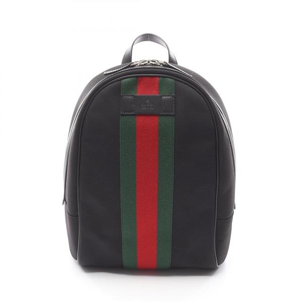 GUCCI Sherry line Backpack 630917 Nylon leather Black Multicolor Used unisex
