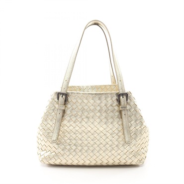 BOTTEGA VENETA Intrecciato Tote Bag leather Gold Used Women