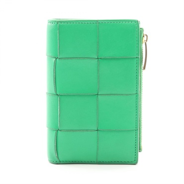 BOTTEGA VENETA Medium Cassette Maxi Intrecciato Bi-fold wallet leather Green BV