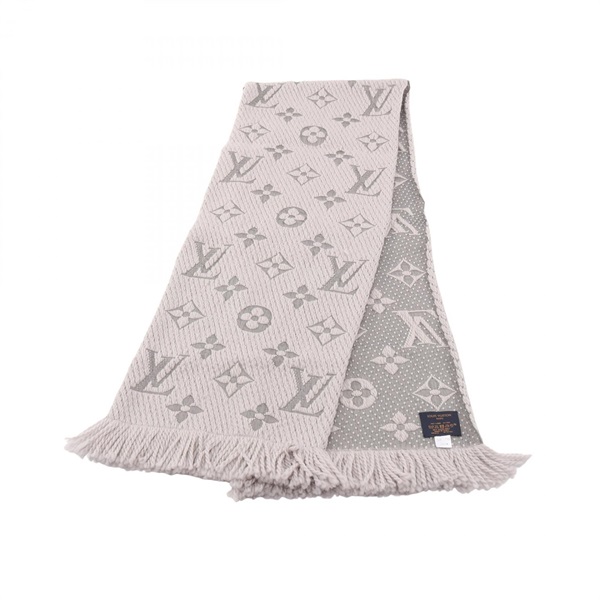 LOUIS VUITTON Echarpe Logomania Scarf M74742 wool silk Gray Used Women