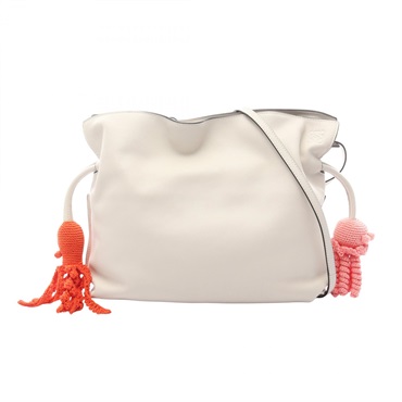 LOEWE Octopus Flamenco Clutch Shoulder crossbody Bag leather White Used Women
