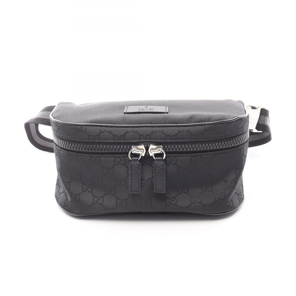 GUCCI GG pattern Waist bum belt bag 449182 leather Nylon canvas Black Used
