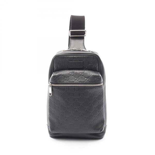 GUCCI Guccissima Waist bum belt bag 523234 leather Black Used mens