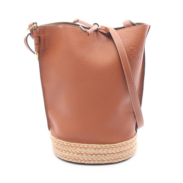 LOEWE Anagram Gate Bucket Shoulder crossbody Bag WS27418 leather Raffia Brown
